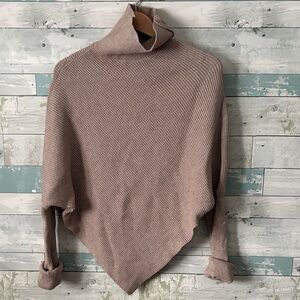 Cozy Taupe Turtleneck Poncho